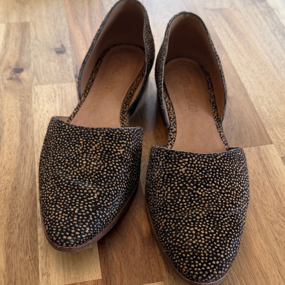 Madewell Black and Tan Speckled D'Orsay Flats